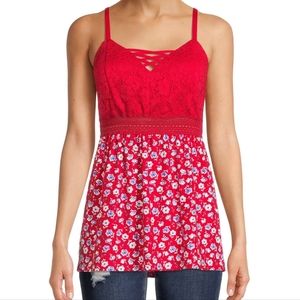 Red & Blue Floral top